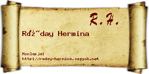 Ráday Hermina névjegykártya